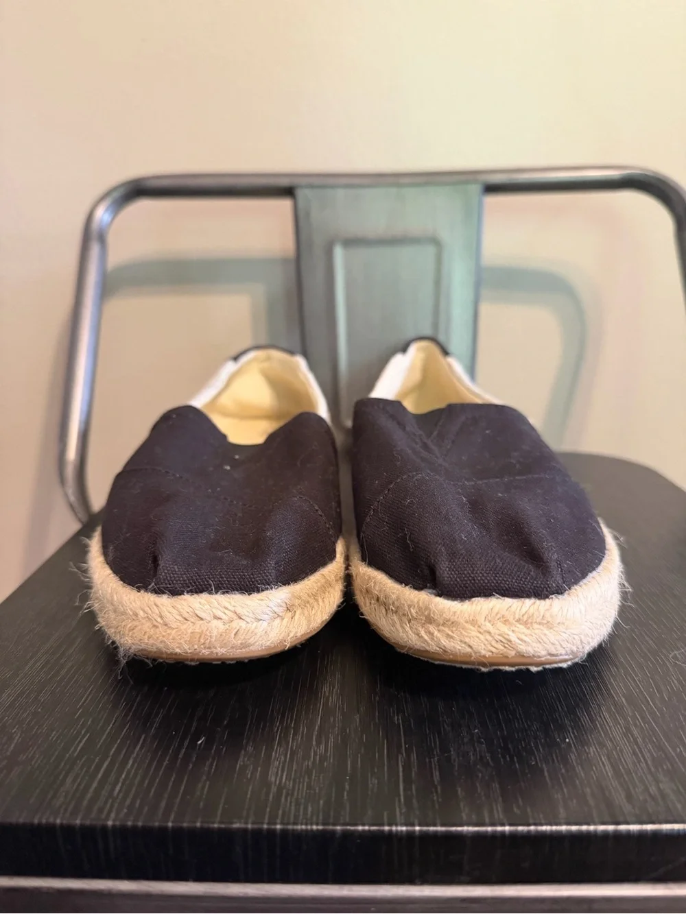 TOMS Alpargata Black Canvas Espadrille Slip-On Flats Women's Size 9